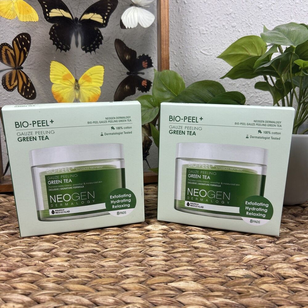 NEOGENLAB Dermalogy Bio-Peel+ Gauze Peeling Green Tea, 2 Pack, 16 Count, Sealed